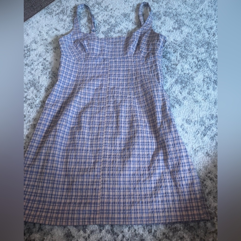 BDG Plaid Bodycon Mini Dress Brown Blue Size: Small